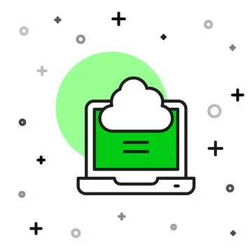 Filled outline Network cloud connection icon isolated on white background. .. Illustrazione stock