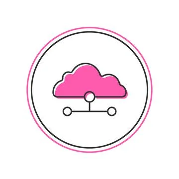 Filled outline Network cloud connection icon isolated on white background. .. イラスト素材