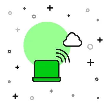 Filled outline Network cloud connection icon isolated on white background. .. イラスト素材