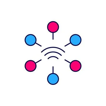 Filled outline Network icon isolated on white background. Global network Illustrazione stock