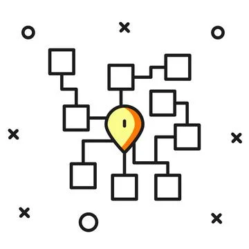 Filled outline Neural network icon isolated on white background. Artificial.. Stock Illustration