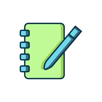 Filled outline Notebook icon isolated on white background. Spiral notepad i.. Stock Illustration