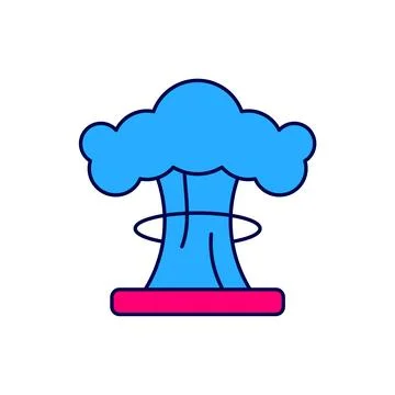 Filled outline Nuclear explosion icon isolated on white background. Atomic bomb Stock Illustration