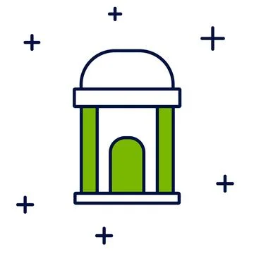 Filled outline Old crypt icon isolated on white background. Cemetery symbol Ilustración de archivo