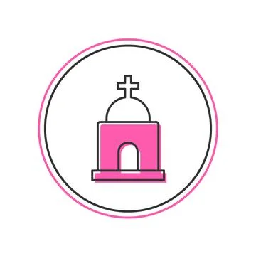 Filled outline Old crypt icon isolated on white background. Cemetery symbol.. Ilustración de archivo