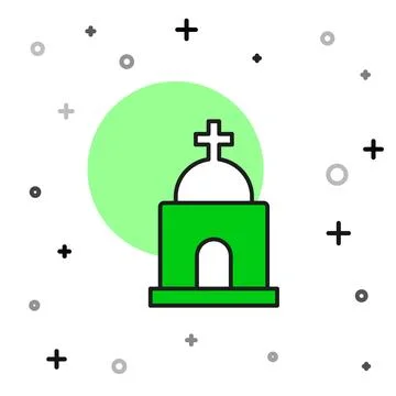 Filled outline Old crypt icon isolated on white background. Cemetery symbol.. Ilustración de archivo
