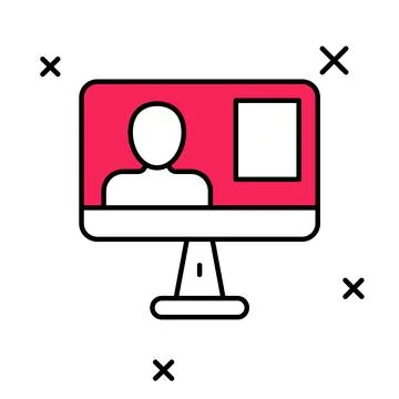 Filled outline Online class icon isolated on white background. Online education イラスト素材