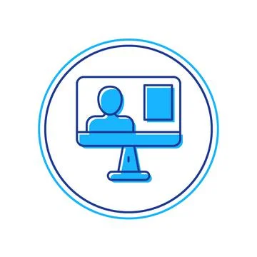 Filled outline Online class icon isolated on white background. Online education 스톡 일러스트