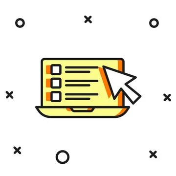Filled outline Online quiz, test, survey or checklist icon isolated on whit.. Stock Illustration