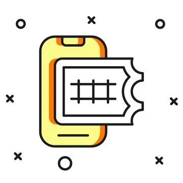 Filled outline Online ticket booking and buying app interface icon isolated.. Stockillustratie