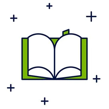 Filled outline Open book icon isolated on white background.  Vector Stock Illustration