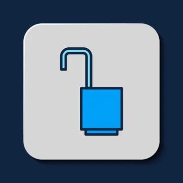 Filled outline Open padlock icon isolated on blue background. Opened lock sign Stock Illustration