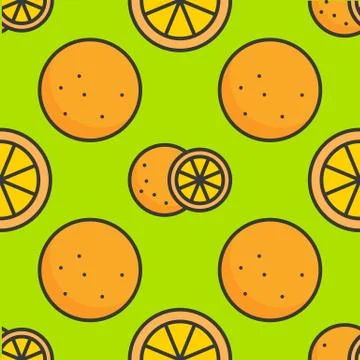 Filled outline orange Seamless pattern, summer theme background Stock Illustration