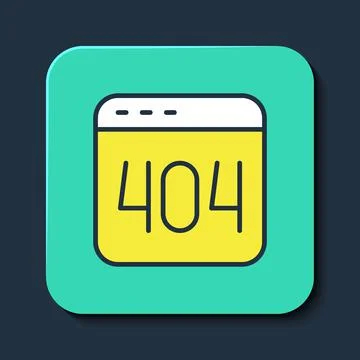 Filled outline Page with a 404 error icon isolated on blue background. Template Stock Illustration