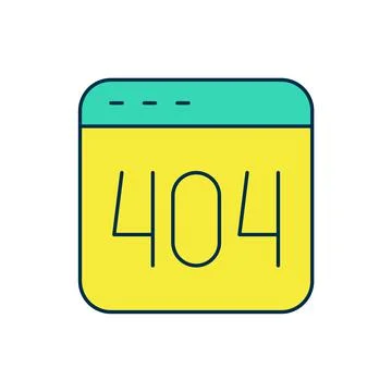 Filled outline Page with a 404 error icon isolated on white background. Template Stock Illustration