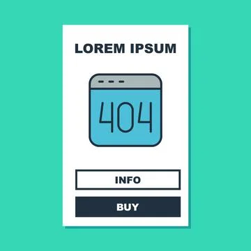 Filled outline Page with a 404 error icon isolated on turquoise background イラスト素材