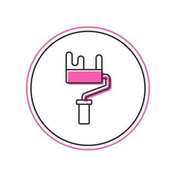 Filled outline Paint roller brush icon isolated on white background.  Vector Stock Illustration