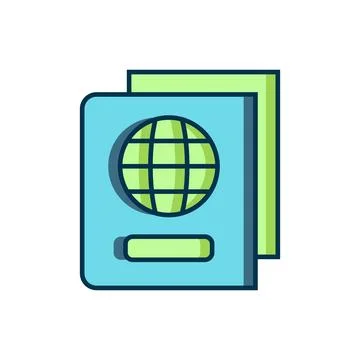 Filled outline Passport with biometric data icon isolated on white backgrou.. Stock Illustration