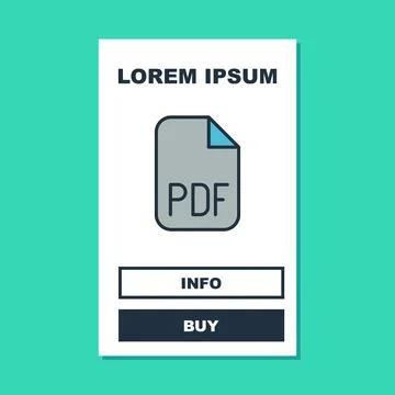 Filled outline PDF file document. Download pdf button icon isolated on turquoise 스톡 일러스트