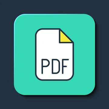 Filled outline PDF file document. Download pdf button icon isolated on blue Illustrazione stock
