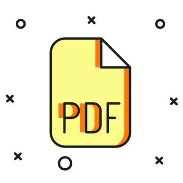 Filled outline PDF file document. Download pdf button icon isolated on whit.. Illustrazione stock