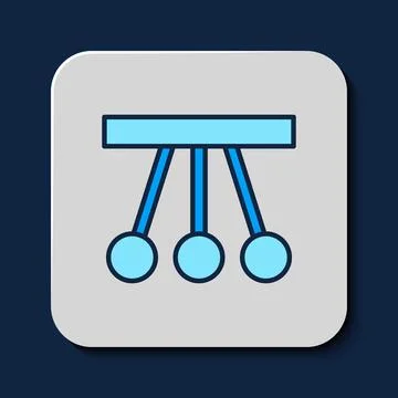 Filled outline Pendulum icon isolated on blue background. Newtons cradle.  .. Illustrazione stock