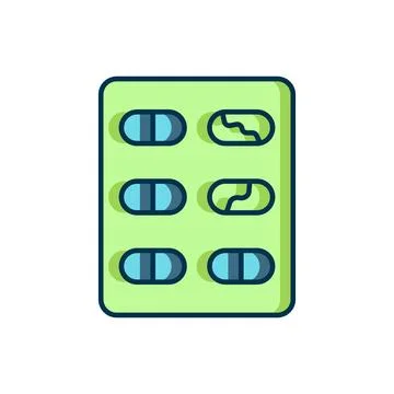 Filled outline Pills in blister pack icon isolated on white background. Med.. Stock Illustration