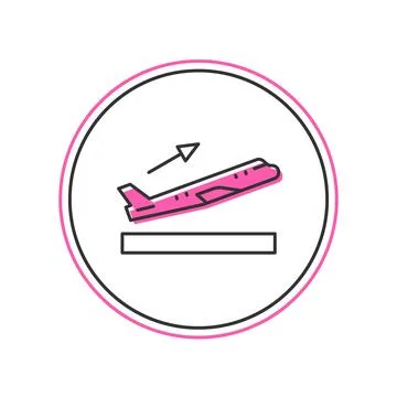 Filled outline Plane takeoff icon isolated on white background. Airplane tr.. Stock Illustration