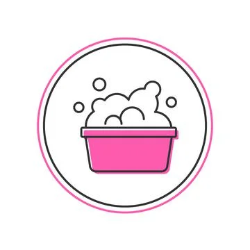 Filled outline Plastic basin with soap suds icon isolated on white background Stock Illustration