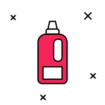 Filled outline Plastic bottle for laundry detergent, bleach, dishwashing liquid Stock Illustration