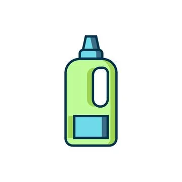 Filled outline Plastic bottle for laundry detergent, bleach, dishwashing li.. Stockillustratie