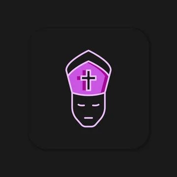 Filled outline Pope icon isolated on black background. Pope hat. Holy fathe.. Stock Illustration