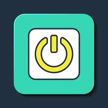 Filled outline Power button icon isolated on blue background. Start sign Stock Illustration