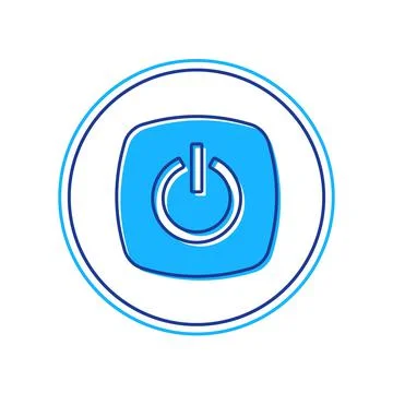 Filled outline Power button icon isolated on white background. Start sign Stock Illustration