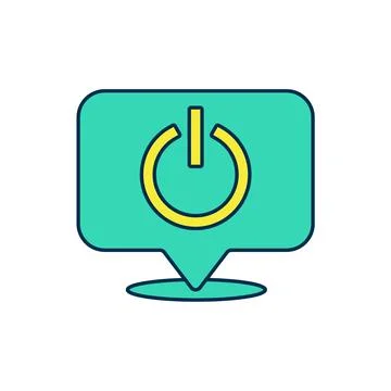 Filled outline Power button icon isolated on white background. Start sign Stock Illustration