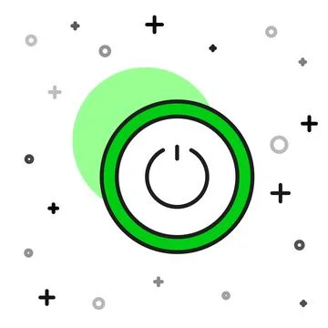 Filled outline Power button icon isolated on white background. Start sign. Ve Stock Illustration