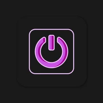 Filled outline Power button icon isolated on black background. Start sign. .. Stock Illustration