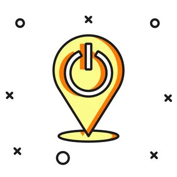 Filled outline Power button icon isolated on white background. Start sign. .. Stock Illustration