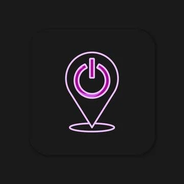 Filled outline Power button icon isolated on black background. Start sign. .. Stock Illustration
