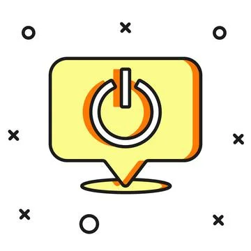 Filled outline Power button icon isolated on white background. Start sign. .. Illustrazione stock