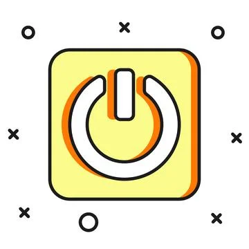 Filled outline Power button icon isolated on white background. Start sign. .. Stock-Illustration