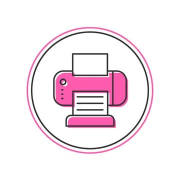 Filled outline Printer icon isolated on white background.  Vector Stock Illustration