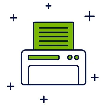 Filled outline Printer icon isolated on white background.  Vector Illustrazione stock