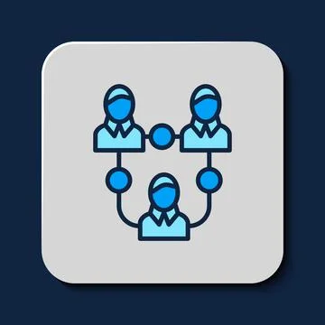 Filled outline Project team base icon isolated on blue background. Business a イラスト素材