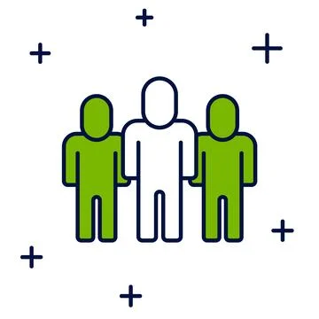 Filled outline Project team base icon isolated on white background. Business Stock Illustration