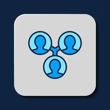 Filled outline Project team base icon isolated on blue background. Business Illustrazione stock