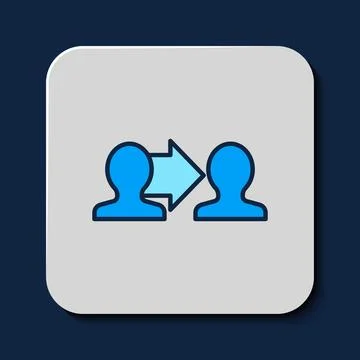 Filled outline Project team base icon isolated on blue background. Business.. Stock Illustration