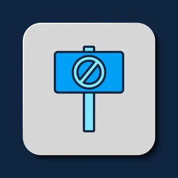 Filled outline Protest icon isolated on blue background. Meeting, protester Stock Illustration