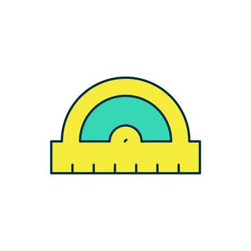 Filled outline Protractor grid for measuring degrees icon isolated on white Stock Illustration