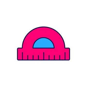 Filled outline Protractor grid for measuring degrees icon isolated on white b Stock Illustration